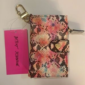 Betsey Johnson Snake Print Wallet with Key Ring